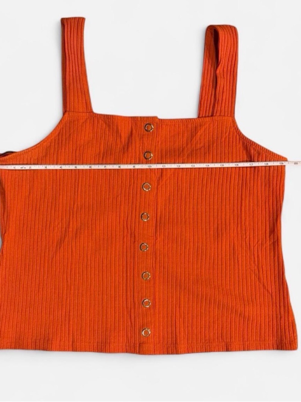 Forever 21 Bright Orange Ribbed Button-Front Tank - Picture 3 of 7